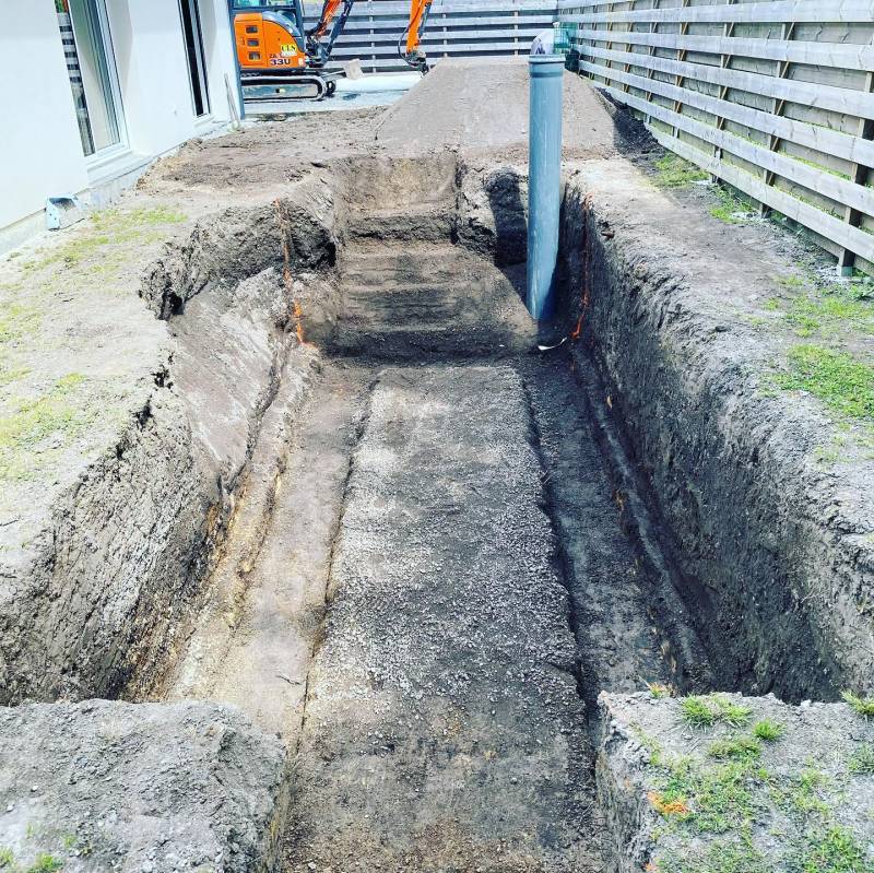Terrassement piscine et aménagement extérieur avec accès réduit à Saint Médard en Jalles