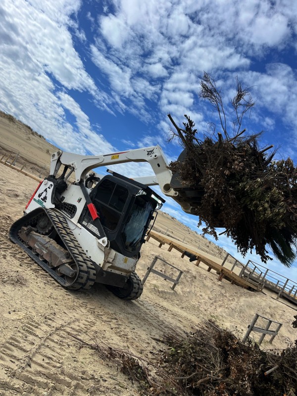 Entretien et broyage forestier à  Carcan plage avec remise en état des dunes . proche de Lacanau, Hourtin, maubuisson .