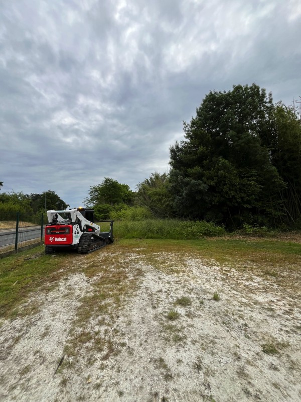 Défrichement de terrain et broyage forestier sur Blanquefort proche de Bordeaux .